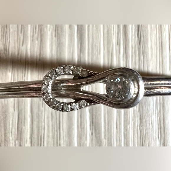 Designer Signed ZEI Sterling Silver Diamond Hinged Bangle Bracelet, 12.81G - Picture 4 of 5